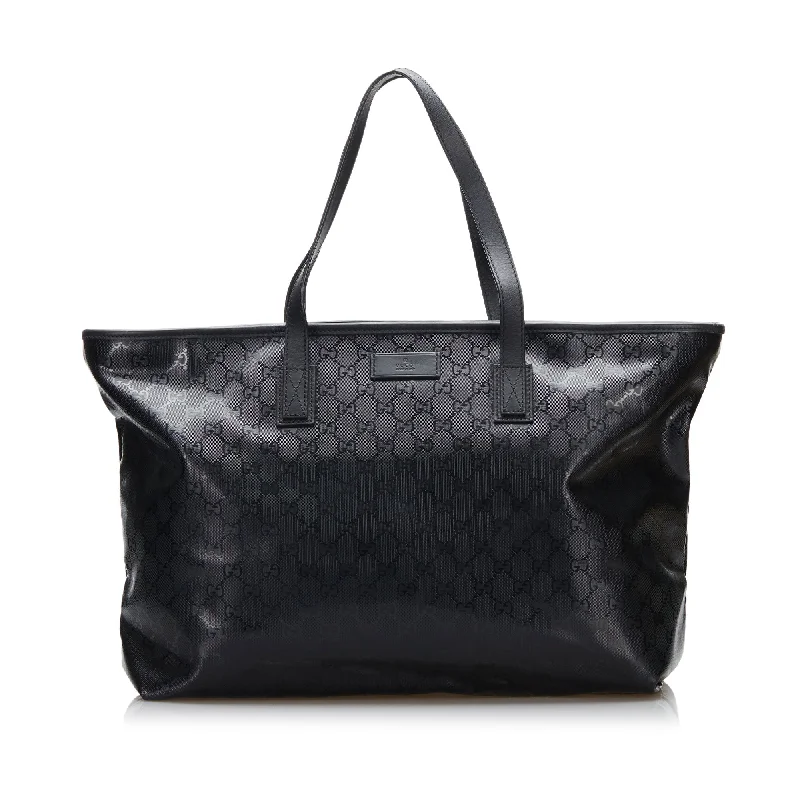 Women Gucci bags with a magnetic snap closure for easy accessGucci Tote Bag Black GG Imprimé Canvas