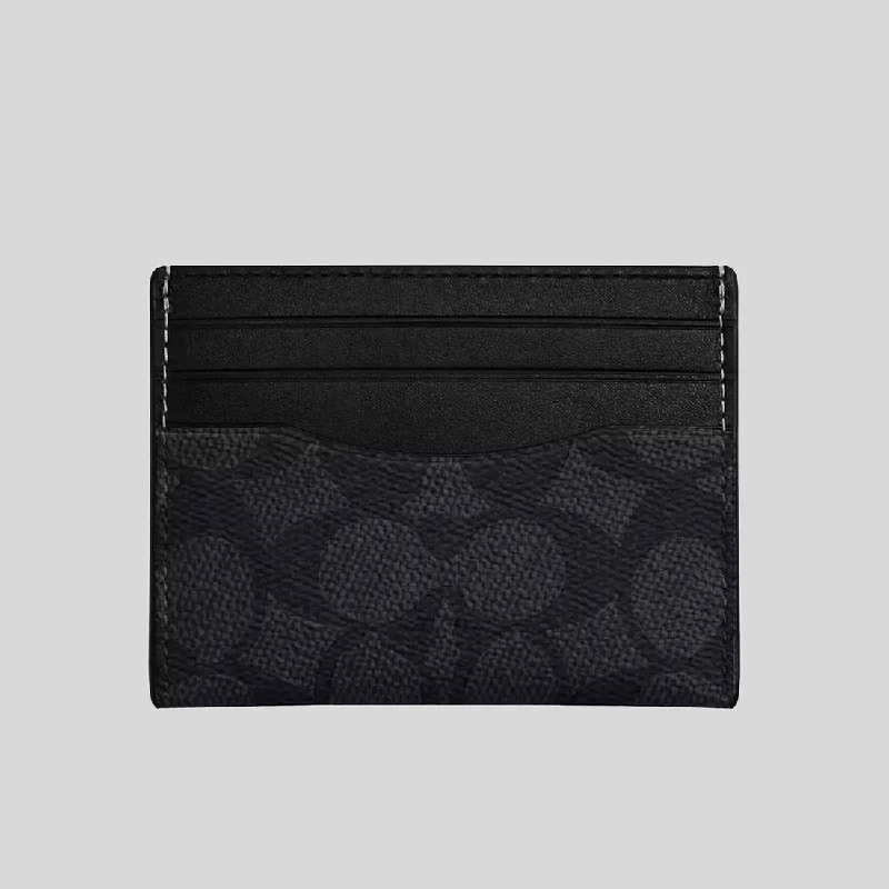 Ladies Coach Tabby bags with gold - toned hardware for a touch of luxuryCOACH Slim Id Card Case In Signature Canvas Charcoal/Black CW366