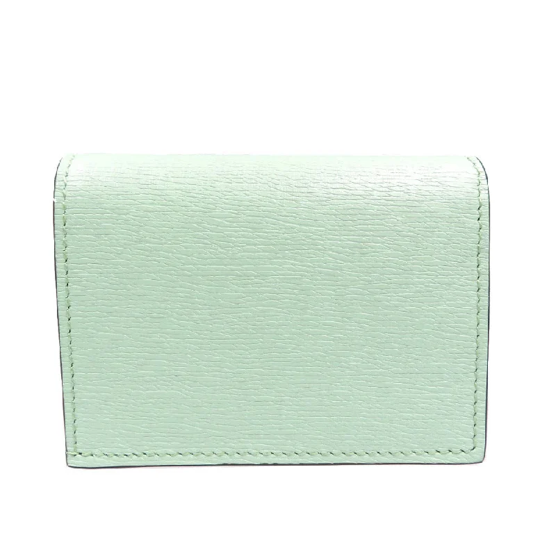 Ladies Gucci shoulder bags with a magnetic - closure flapGUCCI Bifold Wallet 701009 leather Emerald Bananya Women Used