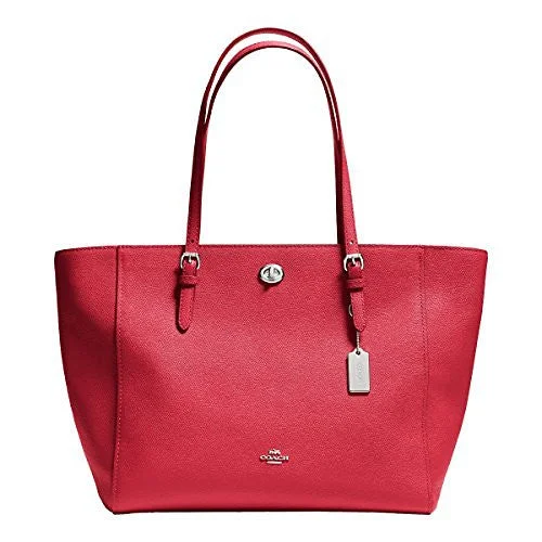 Coach tote bags with a spacious interior and multiple compartments for organizationCOACH Womens Crossgrain Turnlock Tote Large Red Handbag Bag 36454 New