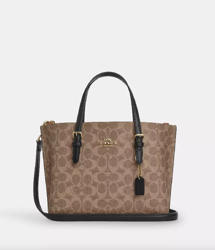 Coach crossbody bags with a detachable coin purse for added functionalityCoach Mollie Tote 25 In Signature Tan Black