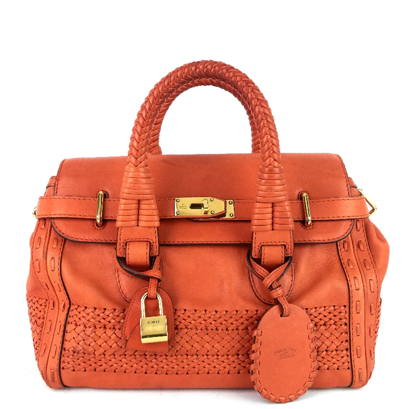 Women Gucci bags with a snap - button closure and a decorative charmLeather 'Handmade' Medium Top Handle Bag