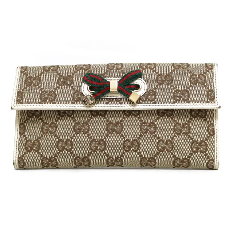 Women Gucci bags with a detachable mobile phone holderGucci bi-fold wallet Princey brown ladies GG canvas