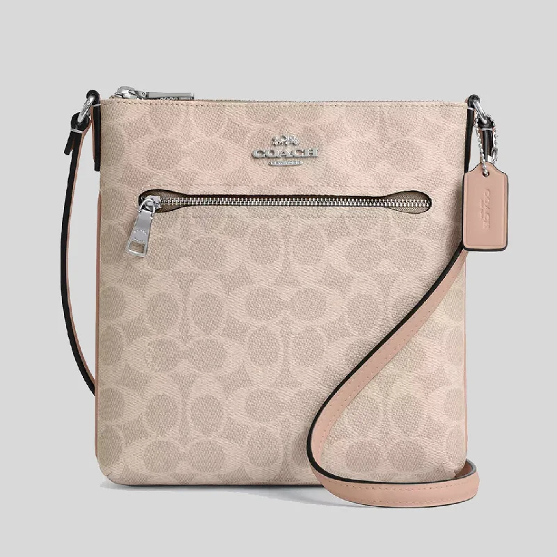 Ladies Coach crossbody bags with a single - strap design for simplicityCOACH Mini Rowan File Bag In Signature Canvas Sand/Taupe CW325