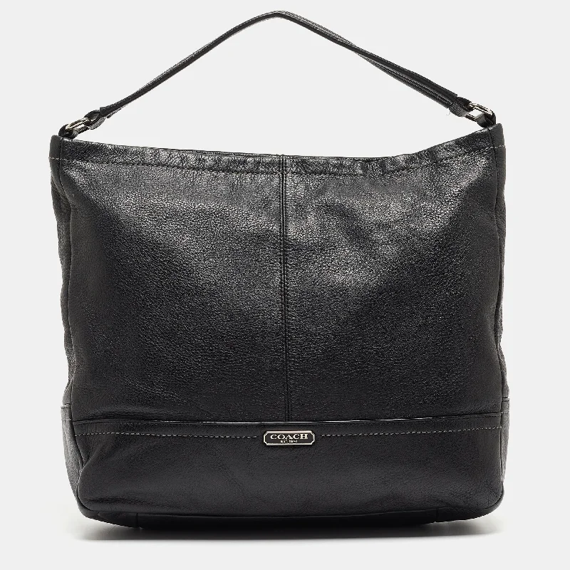 Coach Rogue bags featuring the signature C - hardware for a branded lookBlack Leather Park Hobo