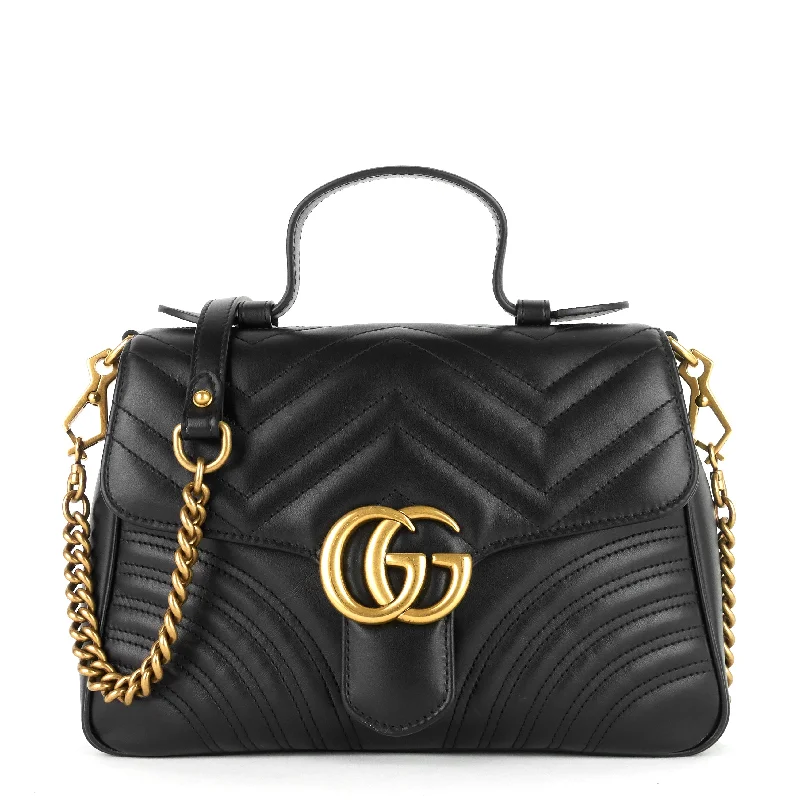 Women Gucci bags with a detachable mirror insideGG Marmont Small Matelassé Calfskin Top Handle Shoulder Bag