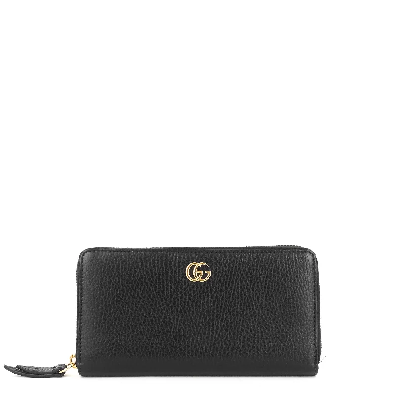 Women Gucci bags with a front - flap pocket for quick - access itemsZip Around Grained Calfskin Wallet