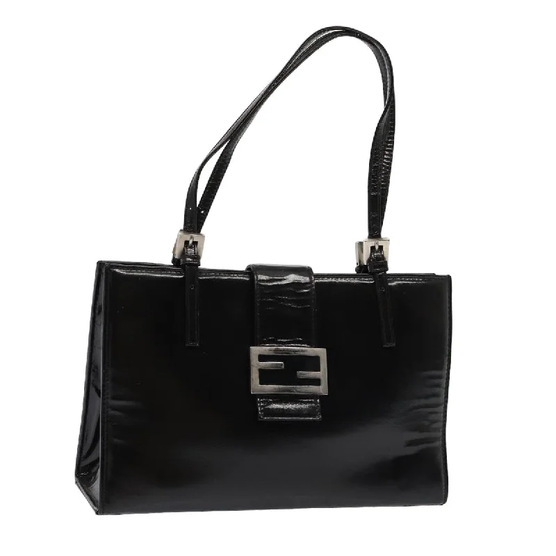 Fendi handbags with a metallic - finish FF logo for a bold and glamorous lookFENDI Hand Bag Enamel Black  79573