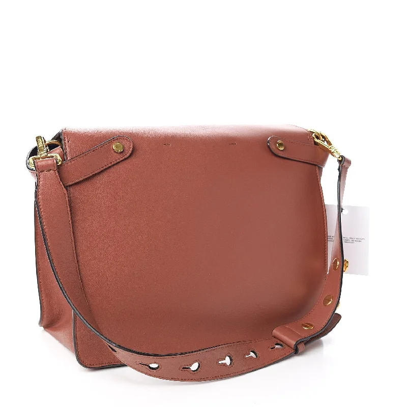 Fendi handbags with a metal - framed clasp for durability and a stylish lookFendi Kan U Rust Brown Calfskin Leather Large Shoulder Bag 8BT314