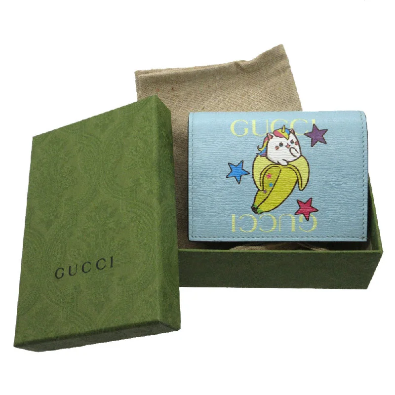 Gucci backpacks for women with a sleek silhouetteGUCCI Bifold Wallet 701009 leather blue bananya banana Women Used