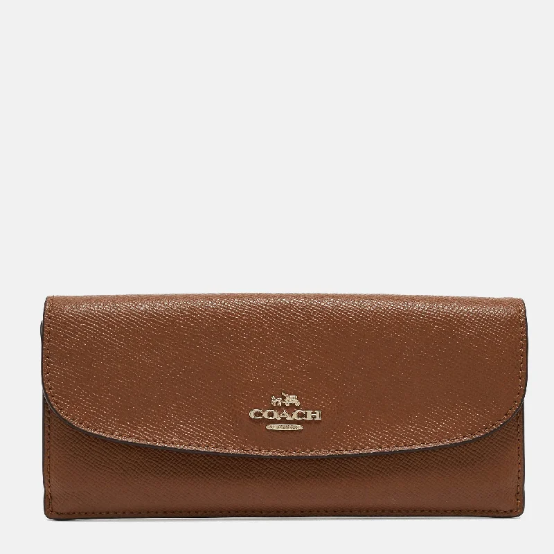 Coach Rogue bags with a detachable shoulder strap for versatile carryingBrown Leather Flap Continental Wallet