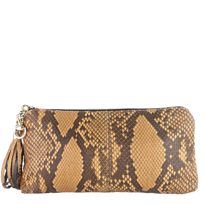 Gucci Marmont bags for women with a contrast - colored interiorZipped Python Leather Clutch Bag