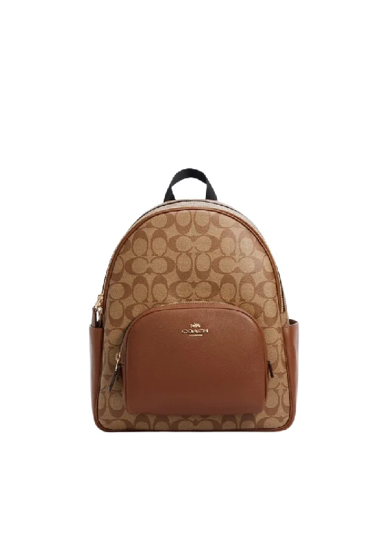 Coach bags with a back - zip pocket for storing valuables securelyCoach Signature Court 5671 Backpack In Khaki Saddle