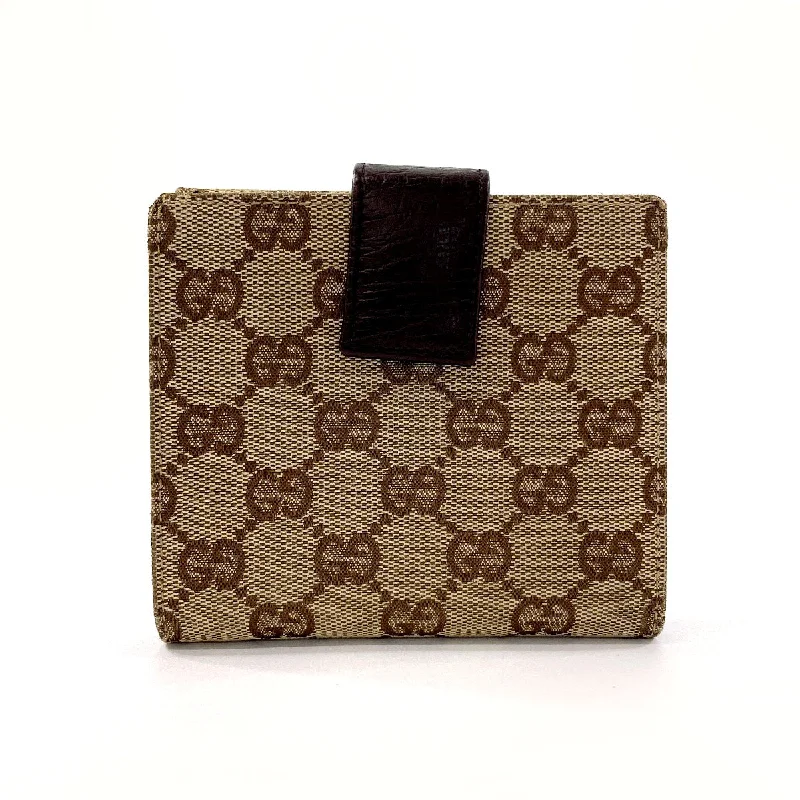 Women Gucci crossbody bags with a keychain holderGUCCI Bifold Wallet 138029 GG canvas Brown Sherry line Horsebit unisex Used