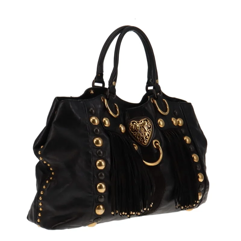 Gucci handbags for women with a metal - framed claspGucci Vintage Limited Edition Babouska Fringed Tote Black With Studs