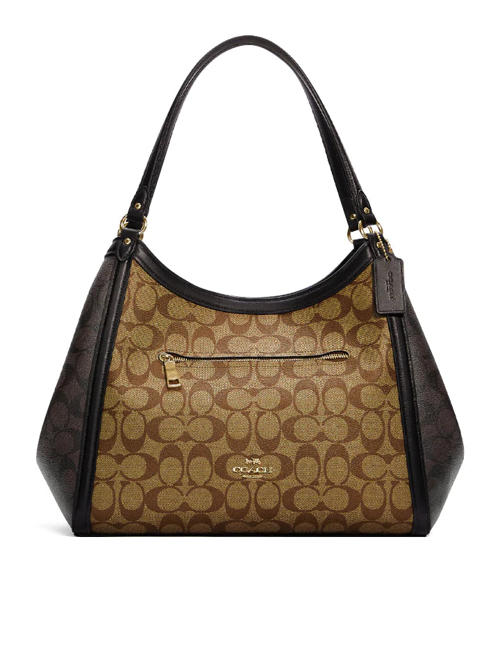 Coach Borough bags with a removable interior organizerCoach Kristy Shoulder Bag In Blocked Signature Canvas Khaki Brown Multi