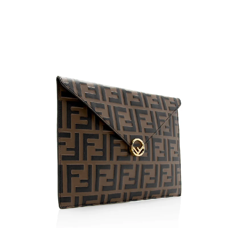 Fendi By The Way bags with a large capacity and a drawstring closureFendi FF Embossed 1974 Envelope Pouch (SHF-20977)