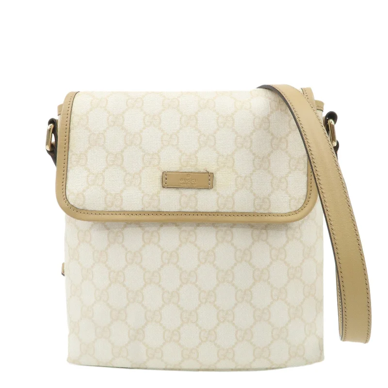 Gucci backpacks for women with a padded laptop compartmentGUCCI GG Supreme Leather Shoulder Bag Ivory Light Brown 223666