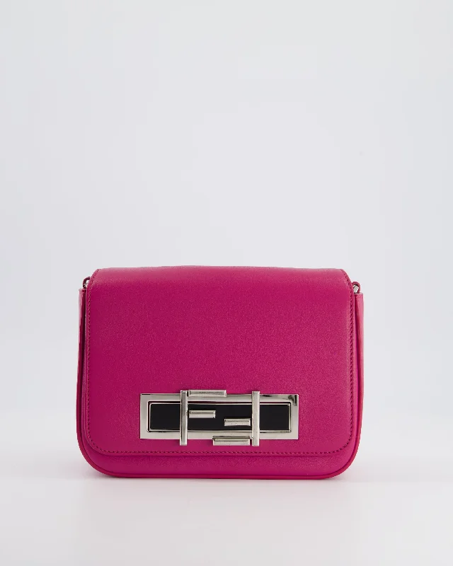 Fendi By The Way bags with a suede interior lining for a luxurious and soft feelFendi Bright Pink Leather Shoulder Bag with FF Silver Logo