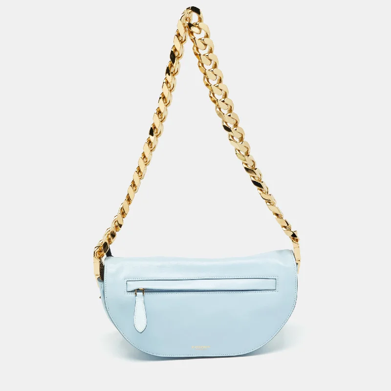 Dark - Hued Burberry Bags for a Sophisticated LookLight Blue Soft Leather Small Olympia Bag