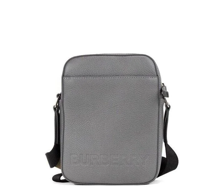 Burberry Bags with Reflective Elements for SafetyBurberry Thornton Small Grey Embossed Logo Grainy Leather Crossbody Handbag