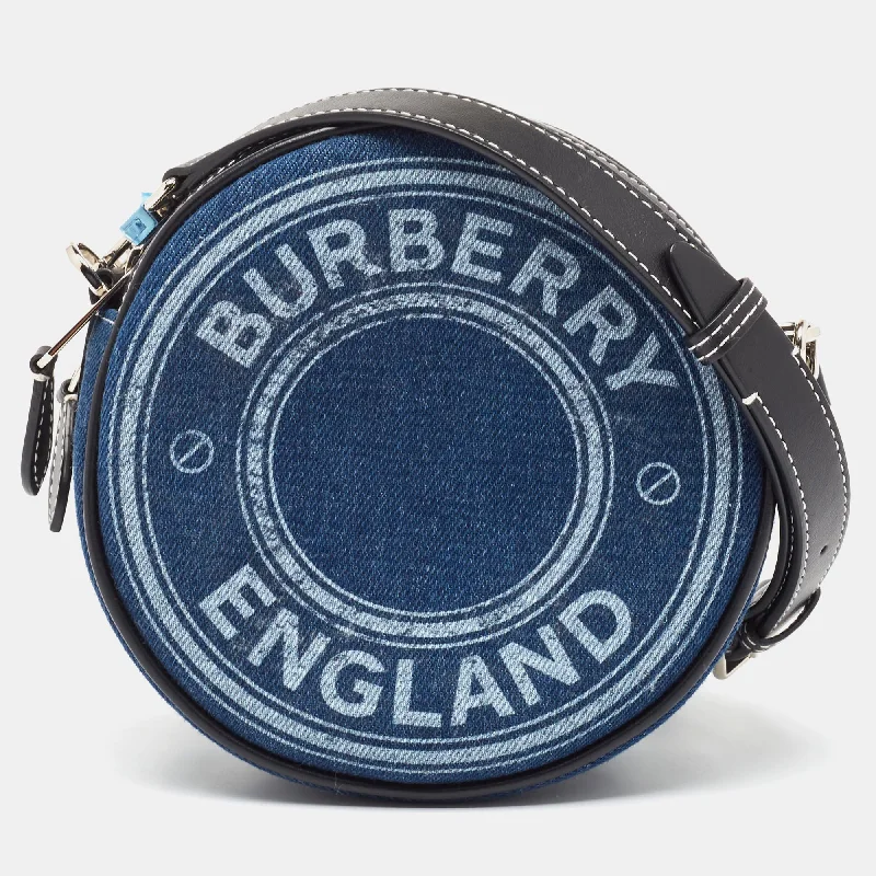 Miniature Burberry Crossbody Bags for Evening OutBlue/Black Denim and Leather Louise Round Crossbody Bag