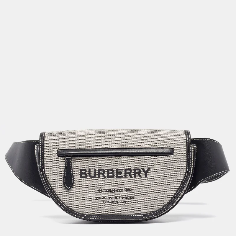 Burberry Bags with Signature Check Pattern in New ShadesGrey/Black Canvas and Leather Small Olympia Bumbag