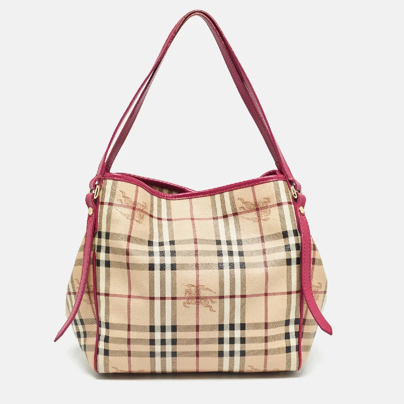 Ergonomic Burberry Laptop Bags for ComfortPink/Beige Haymarket Check Coated Canvas and Leather Small Canterbury Tote