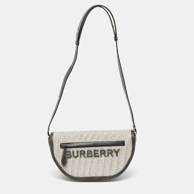 Affordable Replica - Looking Burberry BagsBlack/White Canvas and Leather Small Olympia Shoulder Bag