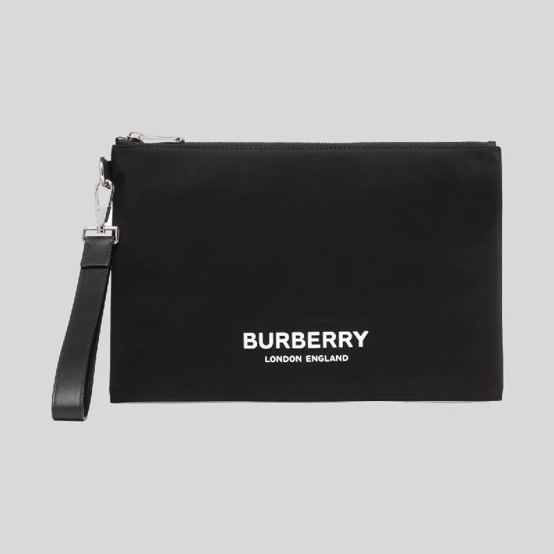 Travel - Approved Burberry Carry - on BagsBURBERRY Unisex Logo Print Nylon Zip Pouch Black 80627541