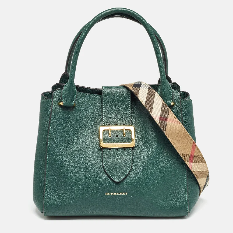 Designer Burberry Bags for Fashion EnthusiastsGreen Leather Buckle Tote