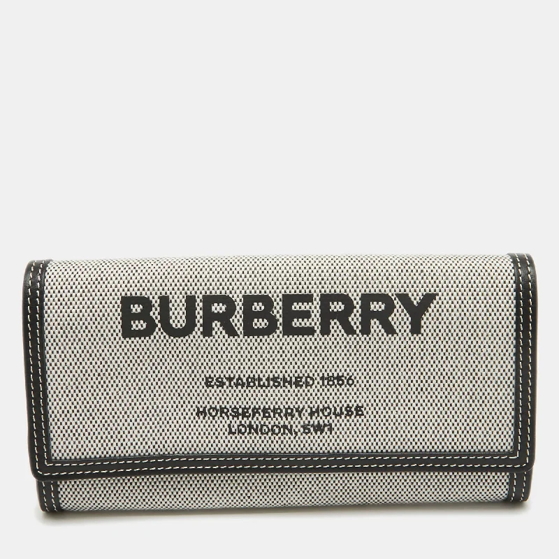 Compact Burberry Clutch Bags for WeddingsBlack/White Canvas and Leather Halton Continental Wallet