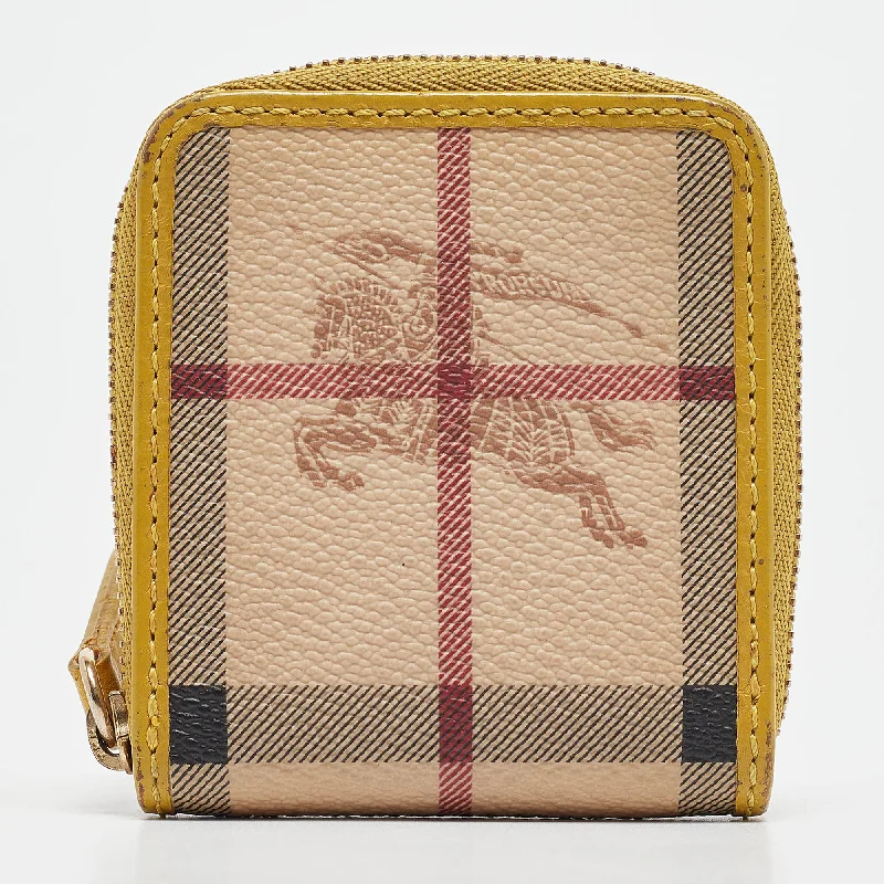 Burberry Bags with Hidden Pockets for Secret StorageBeige/Yellow Haymarket Check PVC and Leather Coin Purse