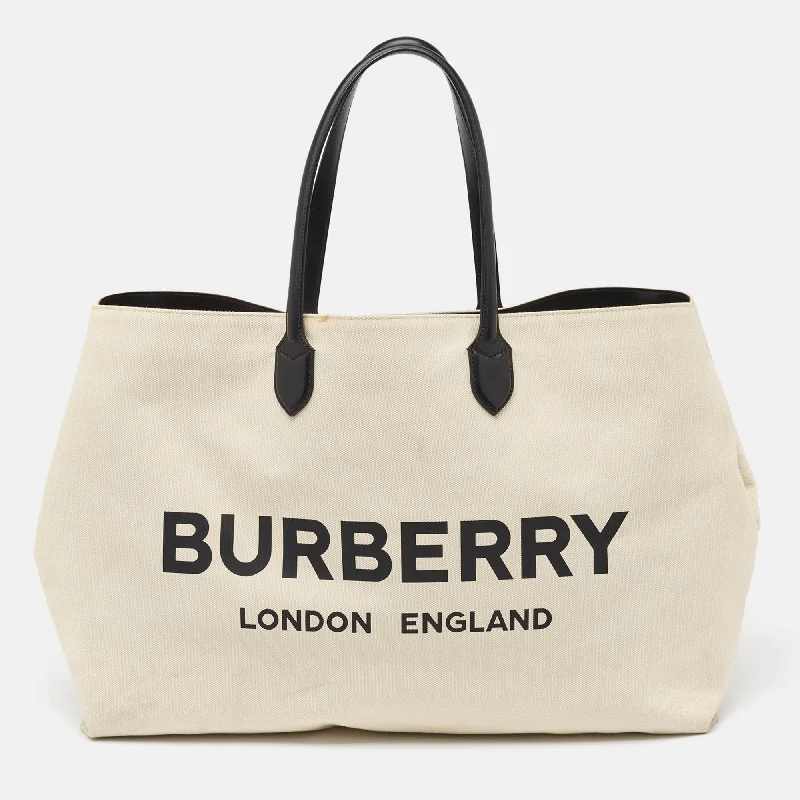 Burberry Bags with Adjustable Shoulder Straps for ComfortOff White Canvas Lewes Tote