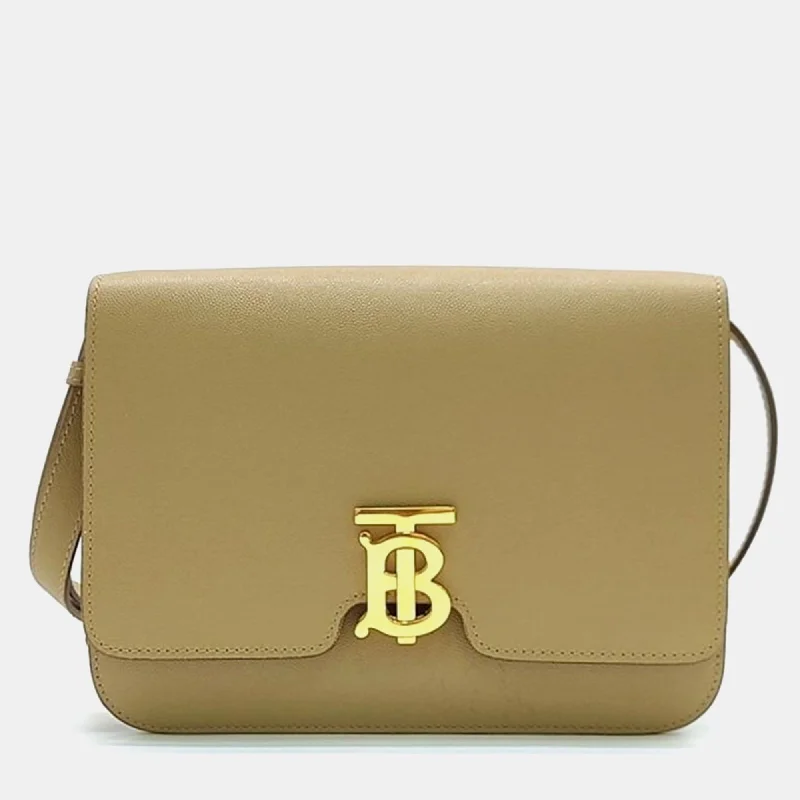 High - Capacity Burberry Duffle Bags for Long TripsBeige Grain Leather Medium TB Shoulder Bag