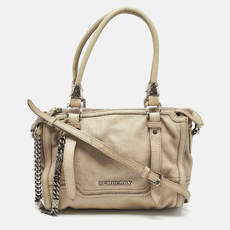 Lightweight Burberry Backpacks for TravelGrey Leather Ashmore Tote