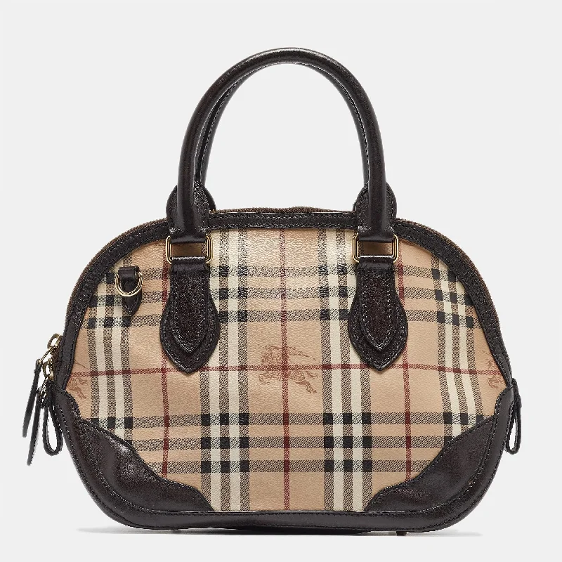 Sustainable Burberry Bags Made from Recycled MaterialsBeige/Dark Brown House Check Coated Canvas and Leather Orchard Bag