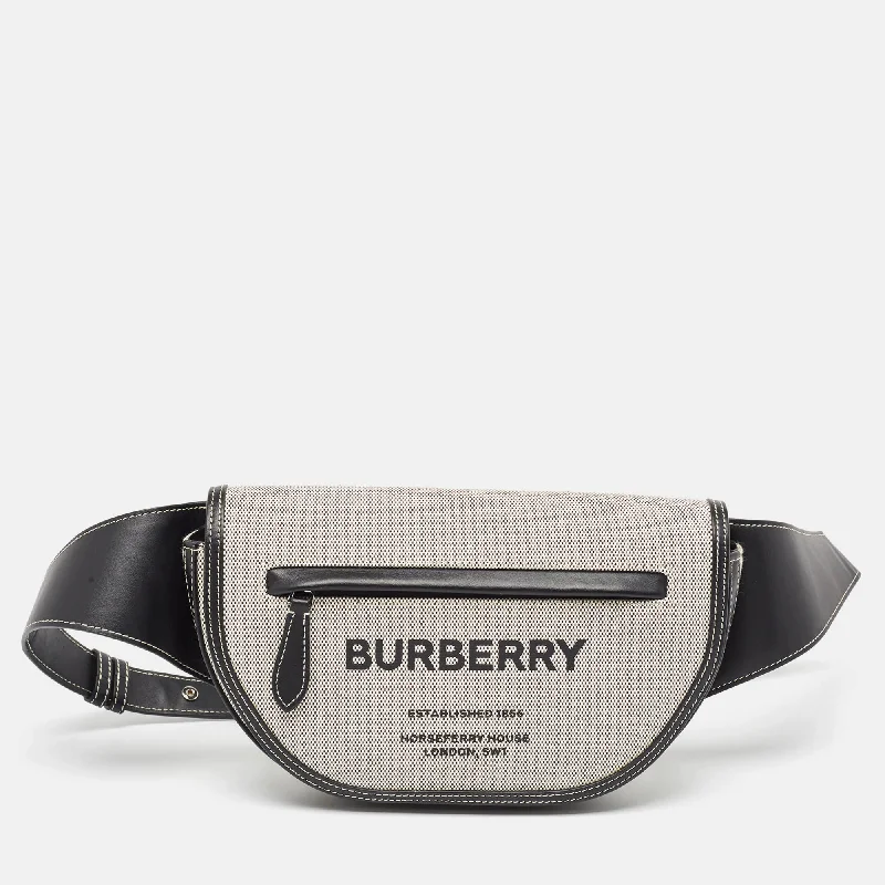 Waterproof Burberry Bags for Outdoor AdventuresBlack/White Canvas and Leather Small Olympia Bumbag