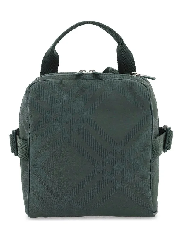 Functional Burberry Diaper Bags for New MomsMen's Check Jacquard Crossbody Bag in Green | 8083436