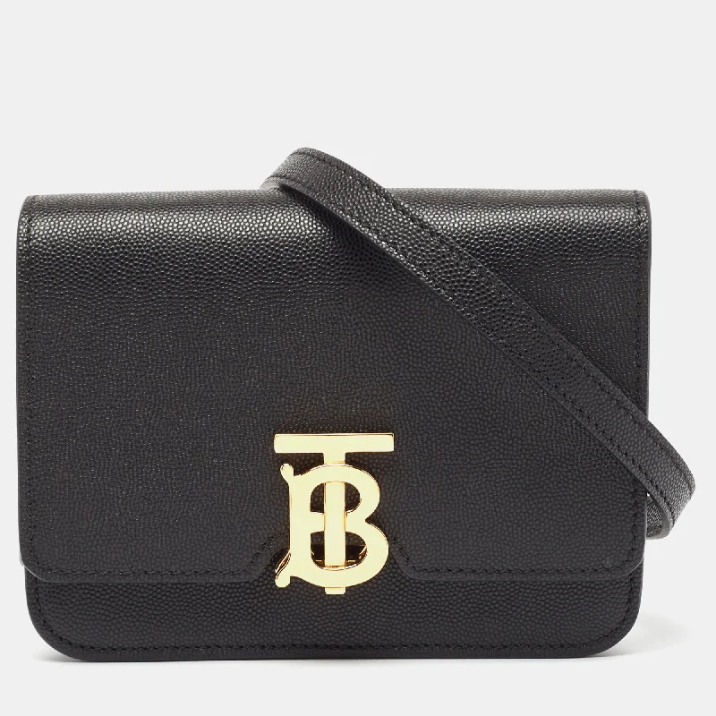 Burberry Bags with RFID Blocking TechnologyBlack Leather Mini TB Shoulder Bag