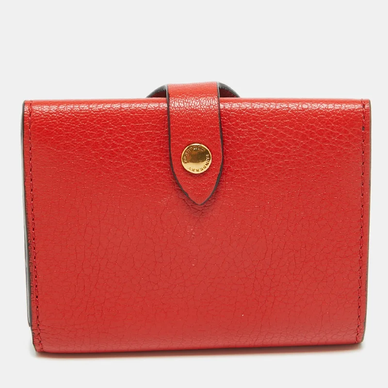 Compact and Portable Burberry Waist BagsRed Leather Harlow Compact Wallet