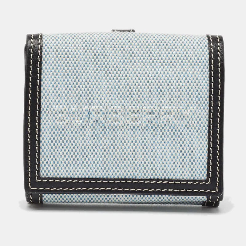 Burberry Bags with RFID Blocking TechnologyBlue/Black Canvas and Leather Luna Compact Wallet