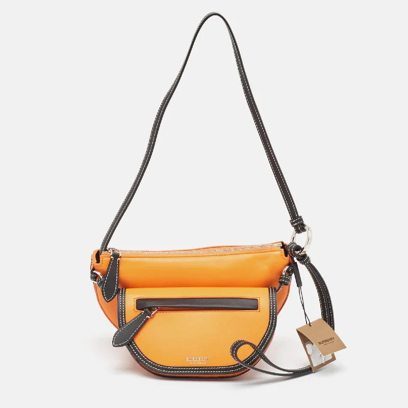 Burberry Bags with RFID Blocking TechnologyOrange/Black Leather Mini Double Olympia Bag