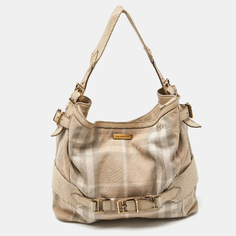 Burberry Bags with Antique - Style HardwareBeige House Check Canvas and Leather Large Parsons Bag