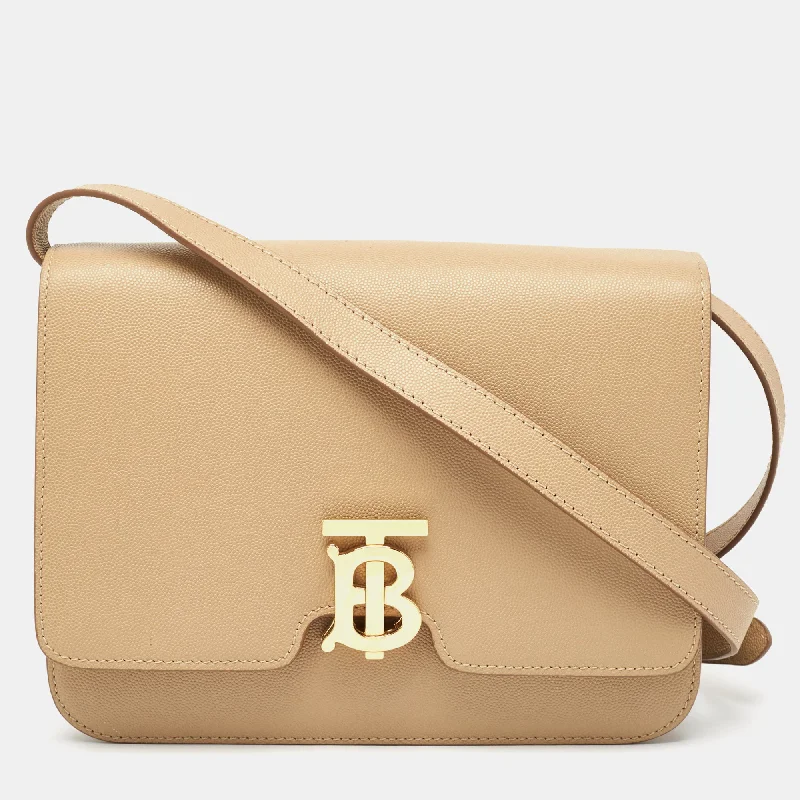 Burberry Bags with Chain Straps for a Chic VibeBeige Grain Leather Medium TB Shoulder Bag