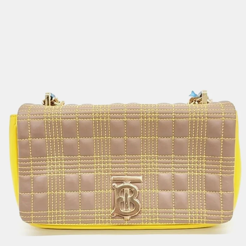 Burberry Bags with Hidden Pockets for Secret StorageBeige Quilted Leather Small Lola Shoulder Bag