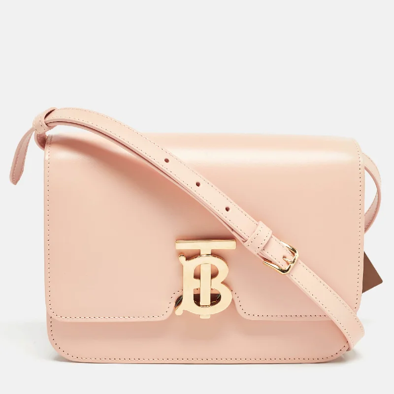 Burberry Bags with Reflective Elements for SafetyPeach Pink Leather Small TB Shoulder Bag