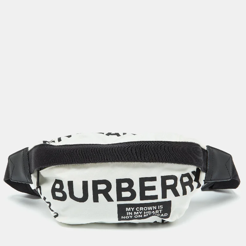 Burberry Bags with Chain Straps for a Chic VibeWhite Fabric Sonny Medium Logo Belt Bag