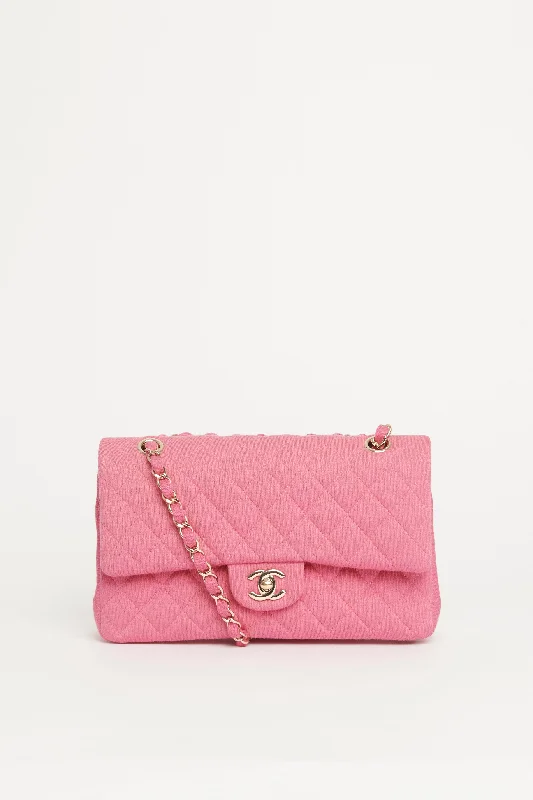 Chanel Vintage Inspired Handbag for Retro Lovers2015/16 Classic Flap Pink Jersey Preowned Rectangular