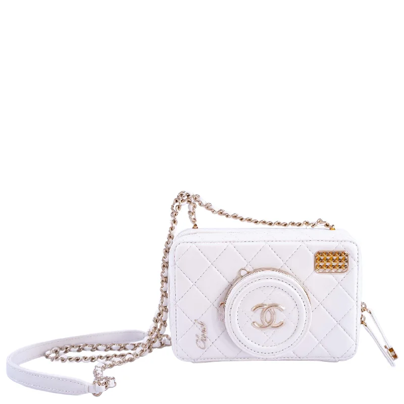 Chanel Black Handbag for Business Meetings24S Chanel Collectible Runway Camera White Mirror Crossbody Bag